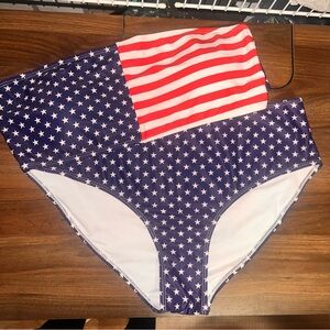 American Flag Strapless Top High Waisted Bikini Size 2XL